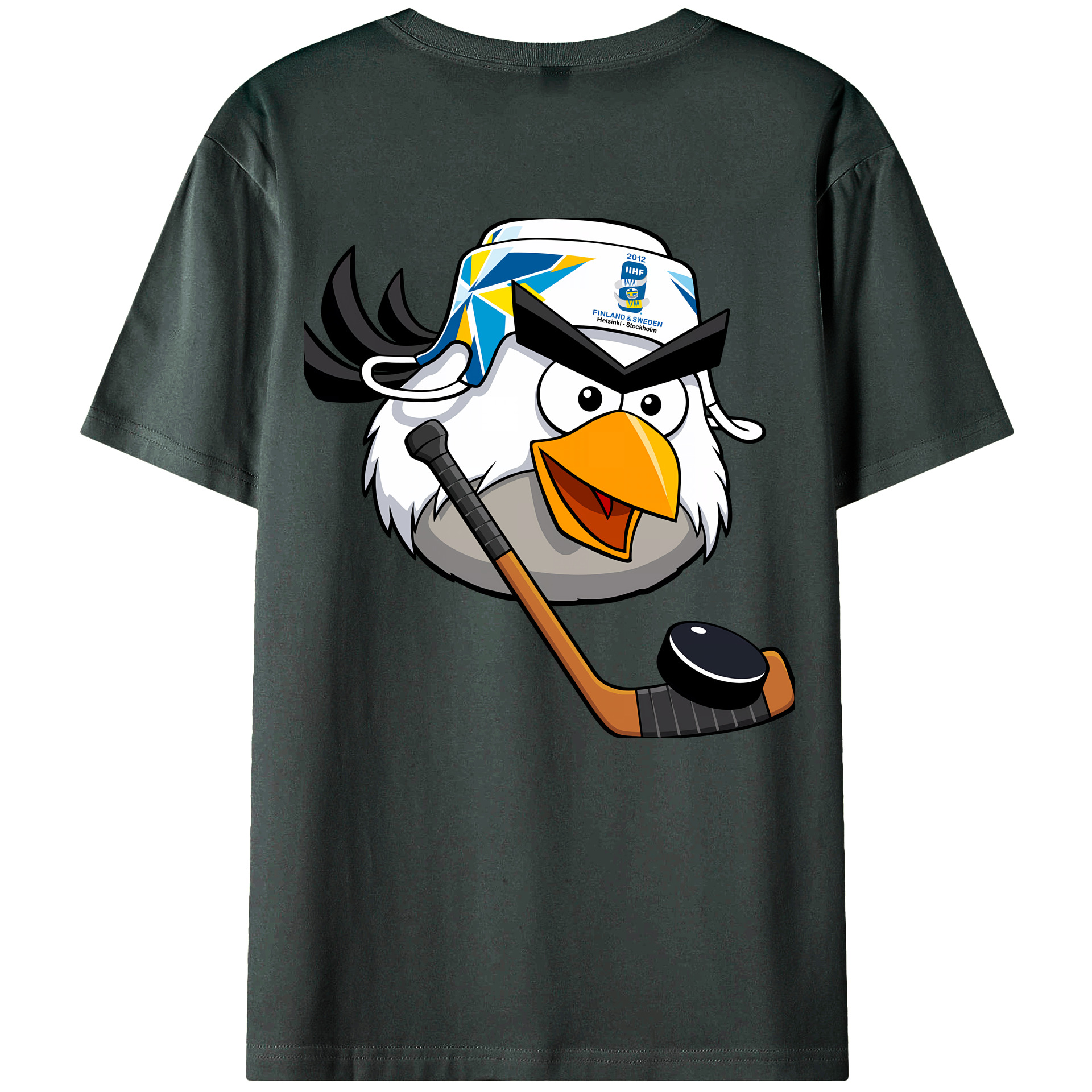 （画像用） Angry Birds アングリーバード 綿100％ メンズ半袖Tシャツ（バックプリント） 通気性